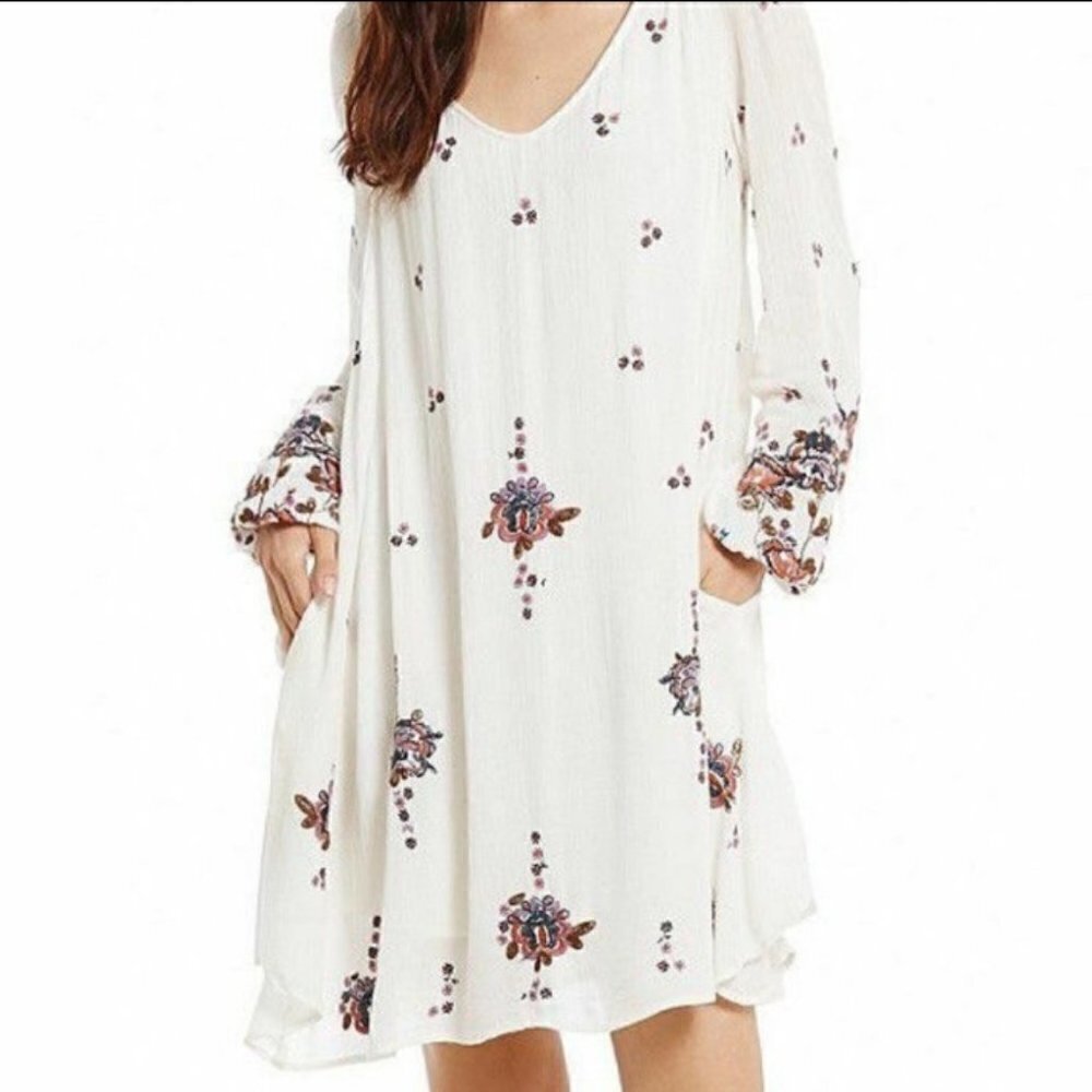 Free People Oxford Embroidered‎ Gauze Oversized Mini Dress
